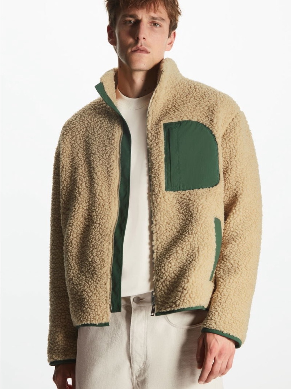 Cos Relaxed-Fit Teddy Zip-Up Jacket